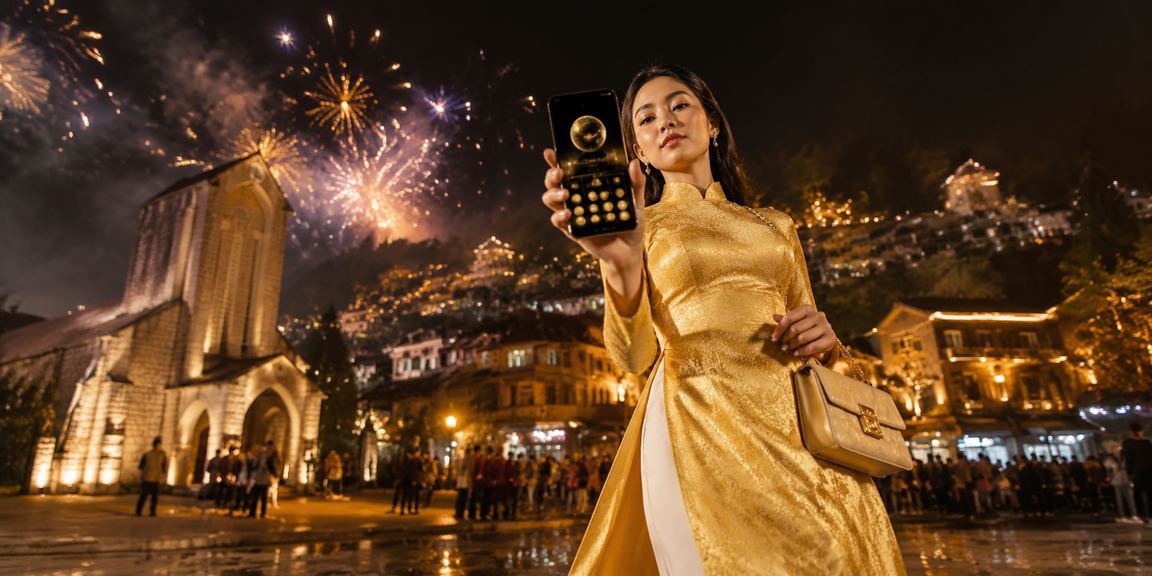 Người dùng Sa Pa trong trang phục áo dài tham gia chương trình thưởng trực tuyến